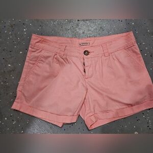 Terranova Button Fly Cuff Shorts Pink Cotton Sz Small